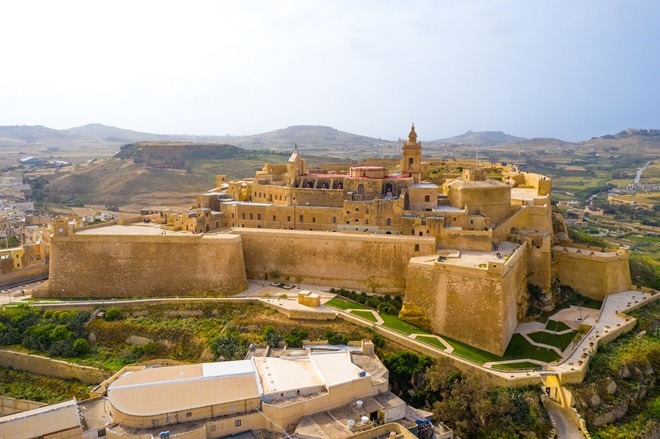 aerial view of the Citadel in Viktoria, Gozo, Malta