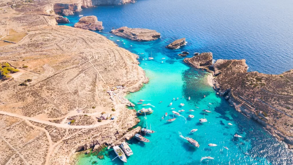 aerial view of blue lagoon malta 