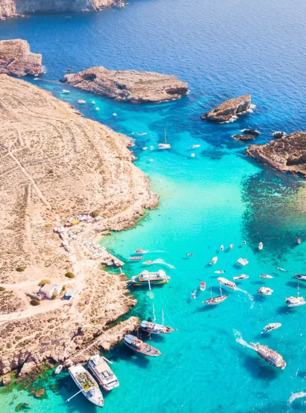 aerial view of blue lagoon malta