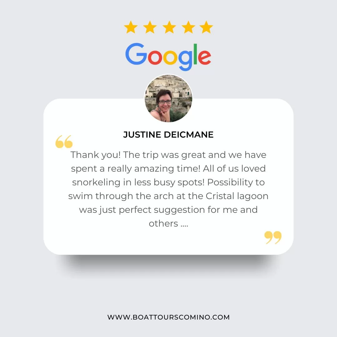 customer review on google of boat tour around comino