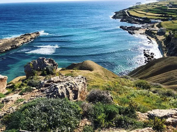 xatt l-ahmar from the top of the hill Gozo during spring