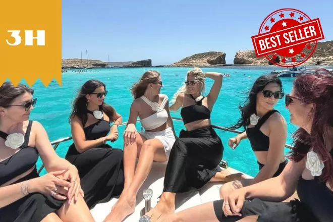 girls enjoying a private boat tour in blue lagoon malta