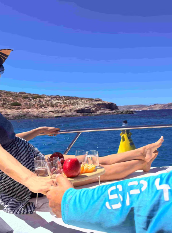 couple at blue lagoon romantic boat tour malta